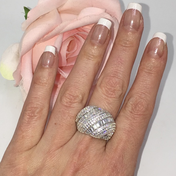 14k white gold lab diamond statement ring band - Picture 2 of 8